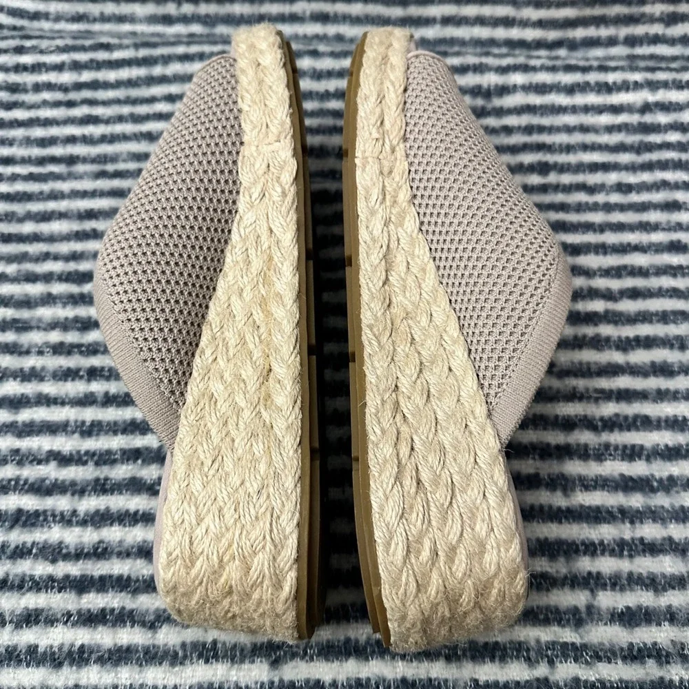 Eileen Fisher Tali Recycled Stretchy Knit Espadrille Slide Platform Sandals sz10